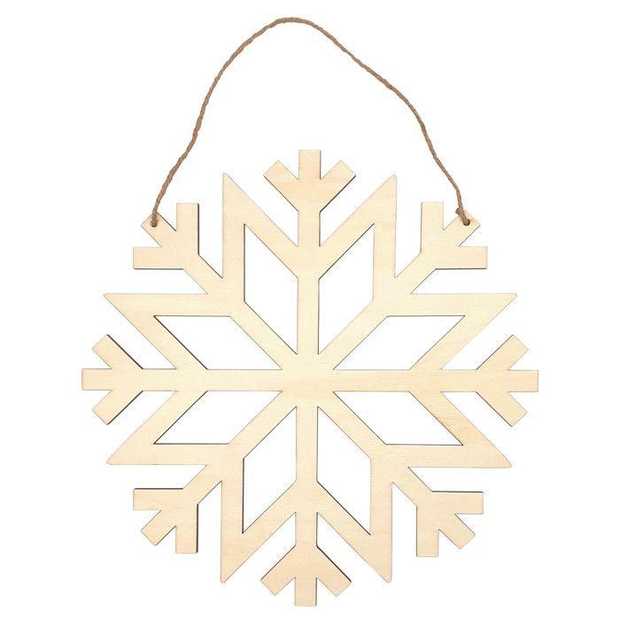 Flocon de neige en bois à suspendre 30 x 30 x 0,5 cm