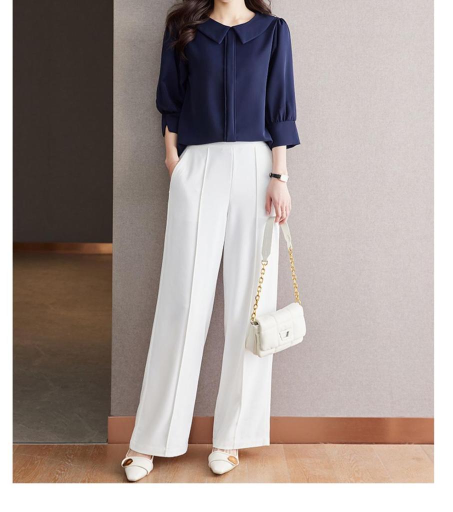 2025 Women's Drapey Chiffon Pullover Blouse - Round Neck, Comfy and Lightweight Top