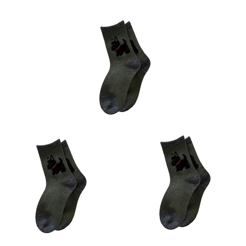 3 Par Söta Valp Fleece Strumpor Dam Höst och Vinter Tjocka Varma Mellanlånga Strumpor Parti