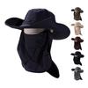 Summer Bucket Hat, Breathable Quick-Dry Fisherman Hat with Detachable Face Neck Guard, Adjustable Drawstring Sun Protection Hat for Outdoor Gardening