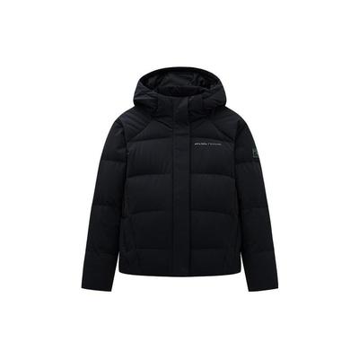Solid Color Zipper Hooded Down Jacket Women Outerwear Basic-Black 162347919-2