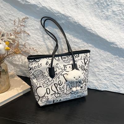Graffiti Bag Women's  New Summer Casual Shoulder Bag Versatile Large-capacity Student Class Commute Tote Bag