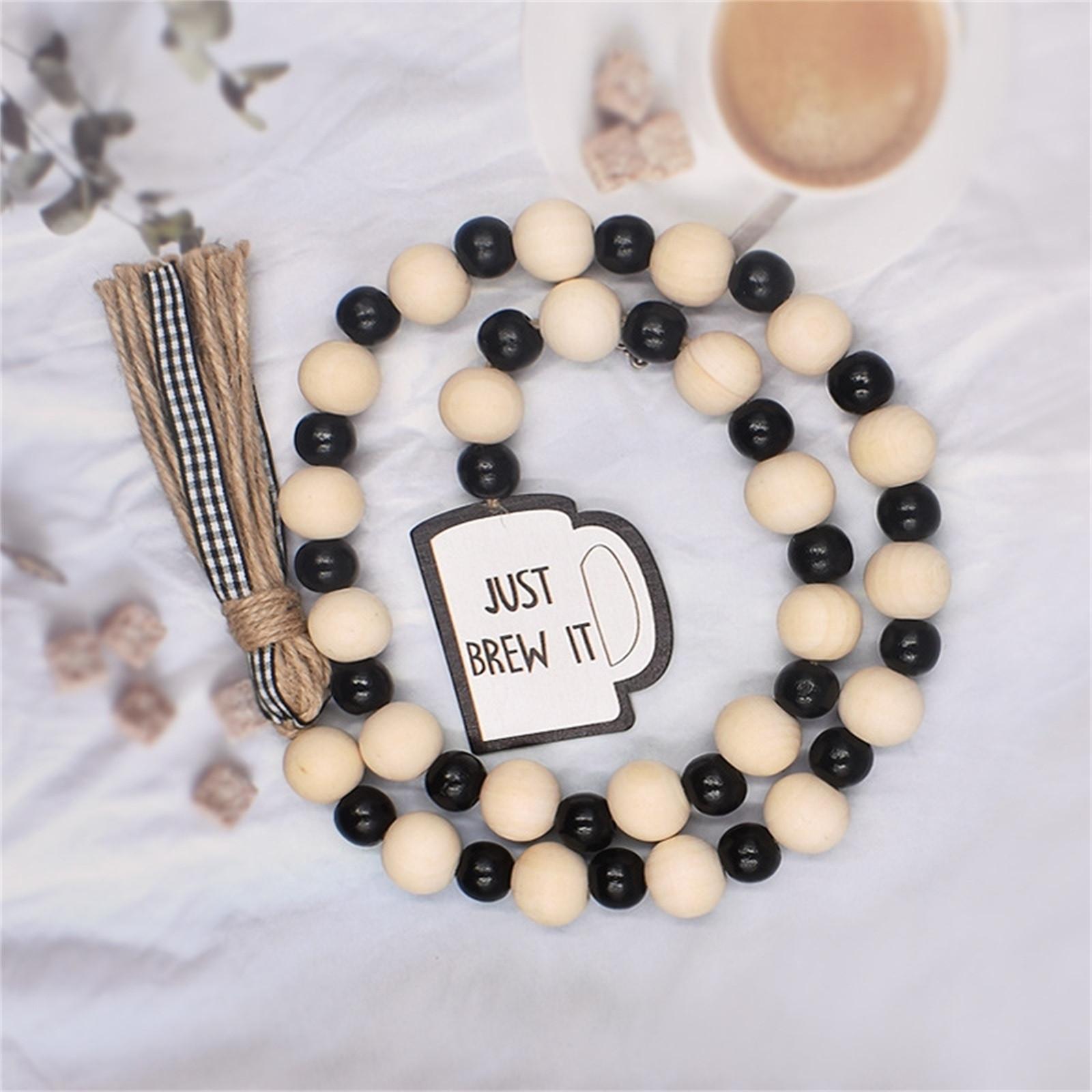

Деревянные гирлянды из бисера с кисточками и кофе, деревянные украшения, деревенский многоуровневый декор подноса для DIY, свадебный домашний декор