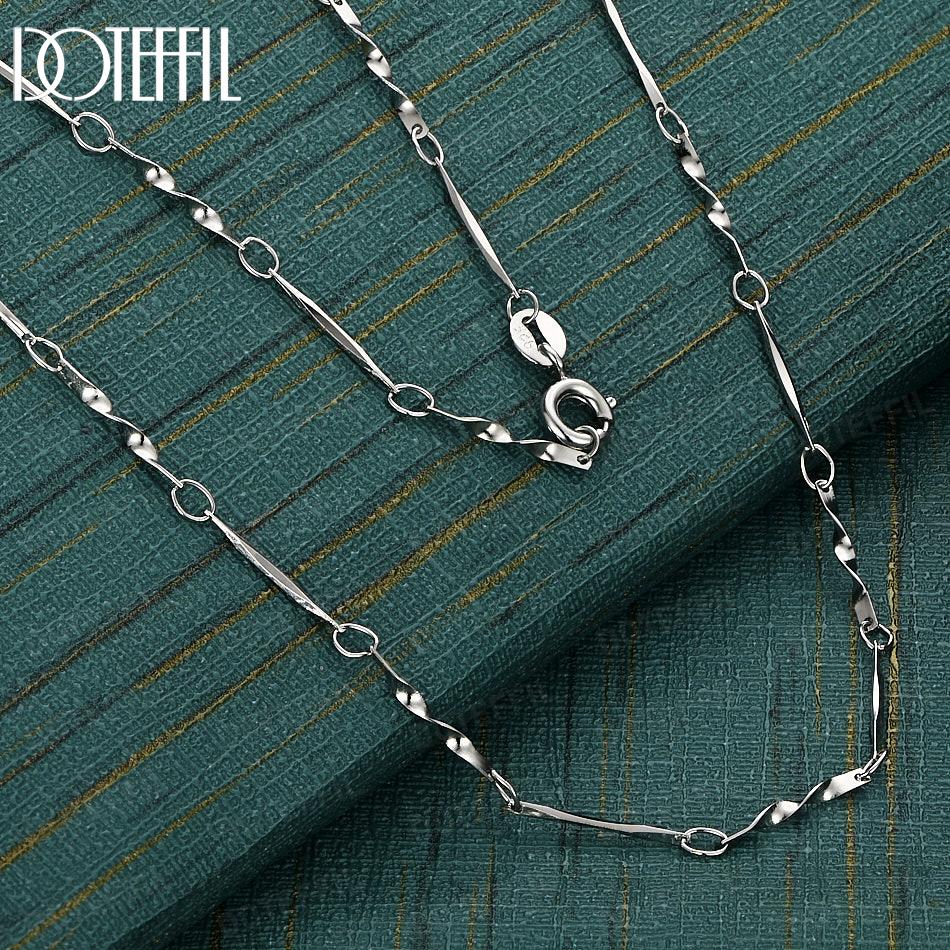 925 Sterling Silver 18-inch Fashion Bamboo Chain Necklace Wedding Jewelry