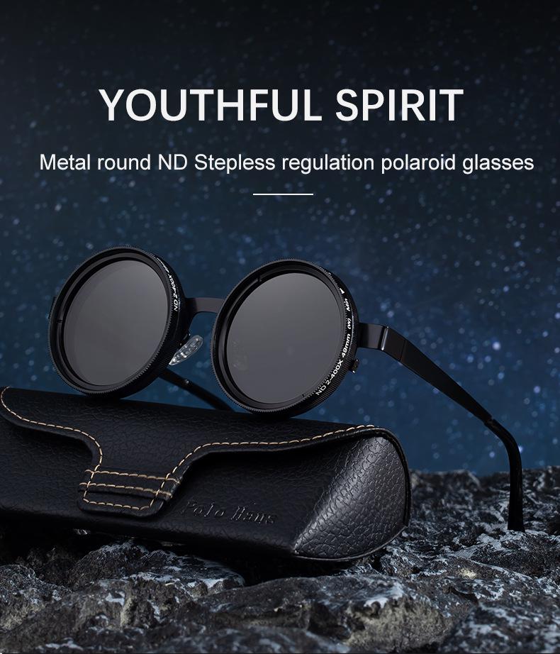 Round Frame Men's Adjustable Zoom ND Sunglasses - High-End TikTok Trendsetter