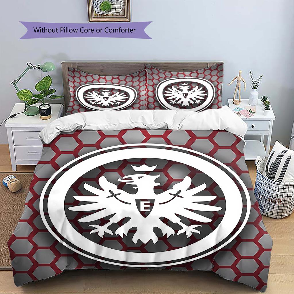 Frankfurt Football Pattern Bedding,Quilt Set Quilt Cover Pillowcase Home Birthday Gift (1 * Duvet Cover + 2 * Pillowcase, Without Core)