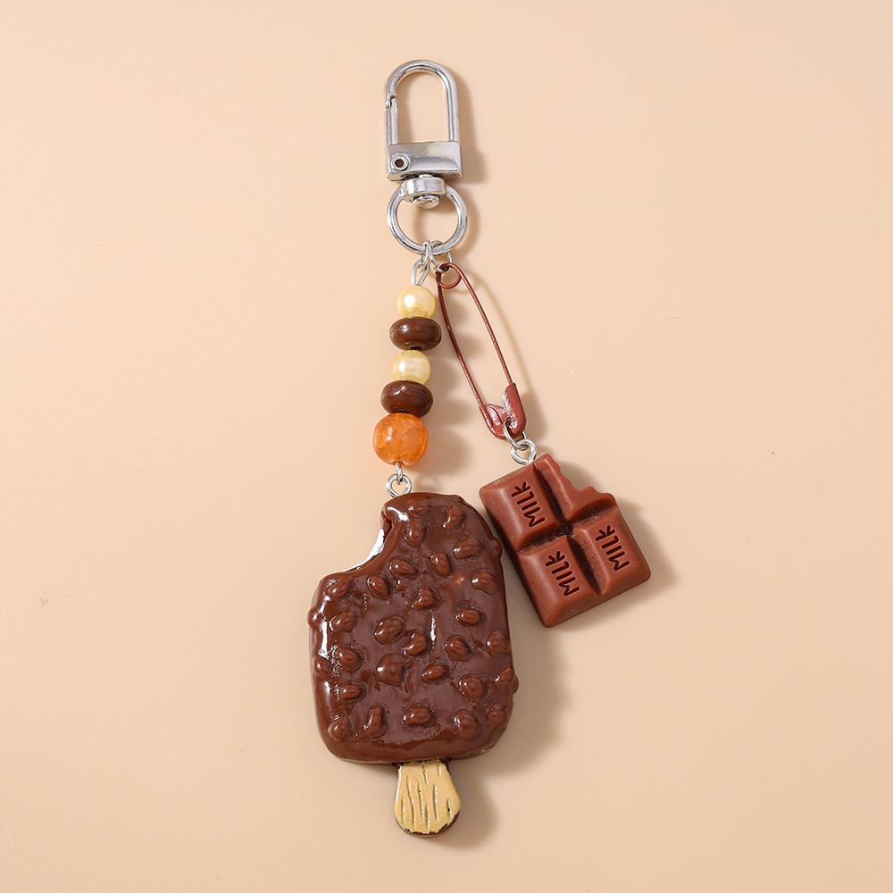 New Simulation Popsicle Ice Cream Keychain Chocolate Key Ring Pendant for Women Girls Handbag Decor DIY Kid's Jewelry Gifts