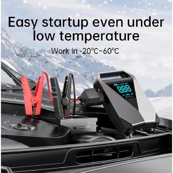 12000mAh High Capacity Multi-Function Car Jump Starter & Air Compressor, Emergency Battery Booster for Gas&Diesel Cars