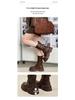 2025 New Women's British Style Martin Boots - Brown Retro Mid-Calf, Perfect for Early Autumn with Skirts