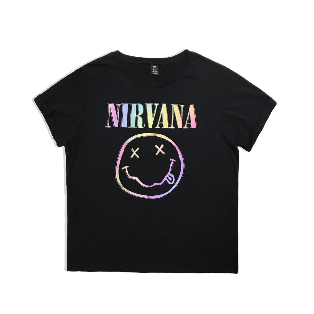 Nirvana Smiley Face Black T-shirt L