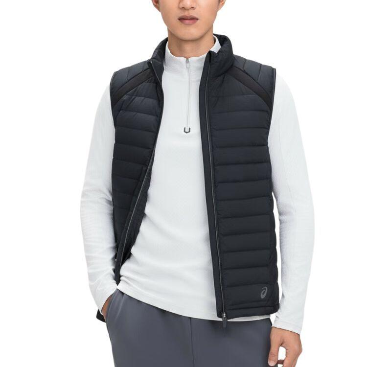 ASICS Down Vests Men's Black Stand Collar Moderate Other 2031F370-001