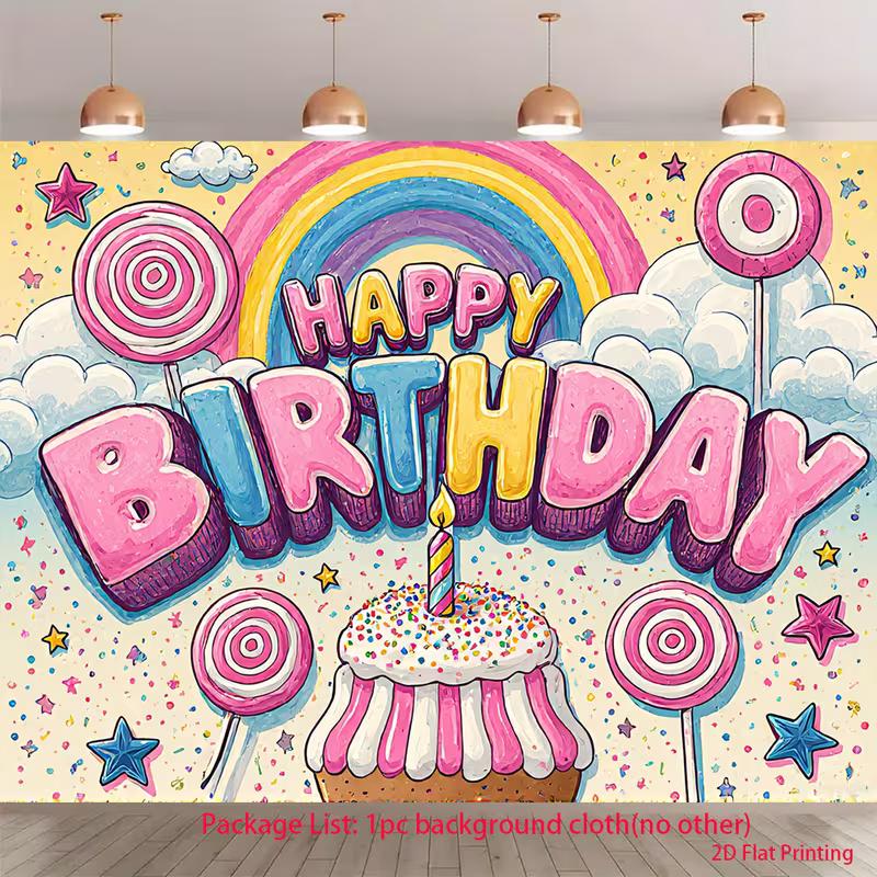 

2D Lollipop & Star Confetti Backdrop for Bright & Playful Celebrations 47.2x31.5inch/120*80cm