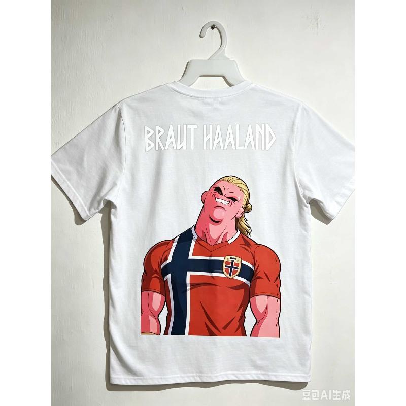 2026 Hot Sale Erling Haaland Norway Funny Majin Buu Graphic T Shirt Men Football Soccer Cartoon Tee Unisex Streetwear Short Sleeve Tops