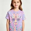 Girls Cool Giraffe Heart Sunglasses Graphic Crew Neck Short Sleeve Tee Fun Party Trip Daily Casual Trendy Streetwear Top