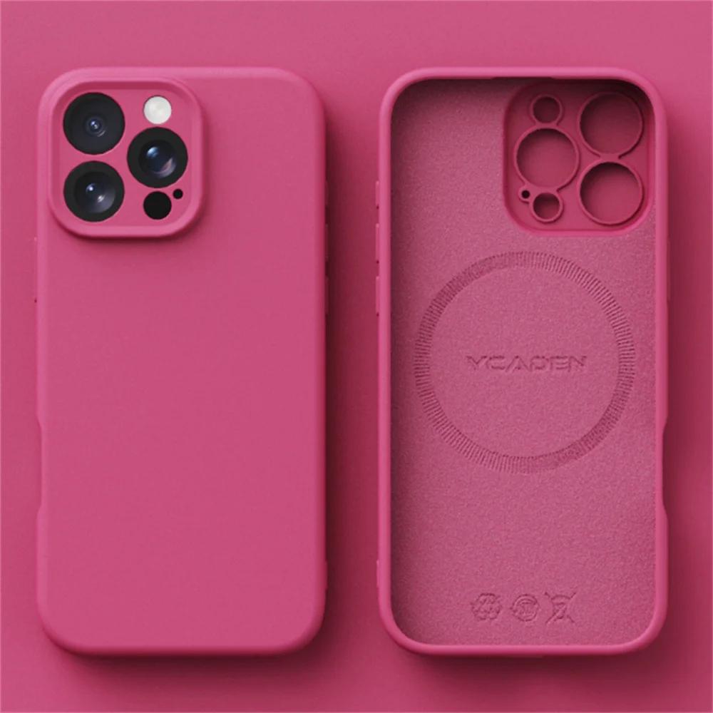 Luxury Silicone Soft Magsafe Case For iPhone 16 15 14 12 11 13 Pro Max 16 Plus 16E Wireless Charge Shockproof Matte Candy Cover