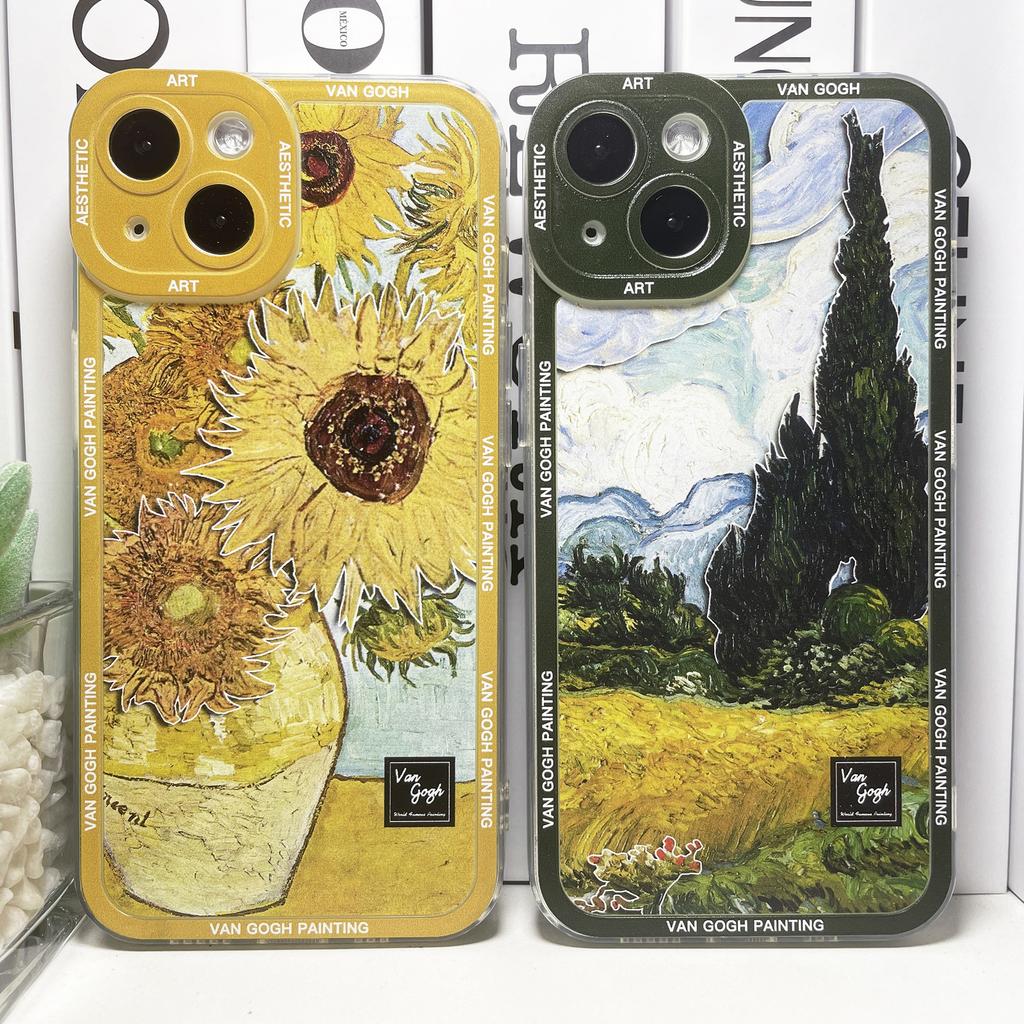 Van Gogh Suowers The Starry Night Art Aesthetic Phone Case For iPhone 15 14 13 12 11 Pro Max Mini XS X XR SE 8 Plus Cover