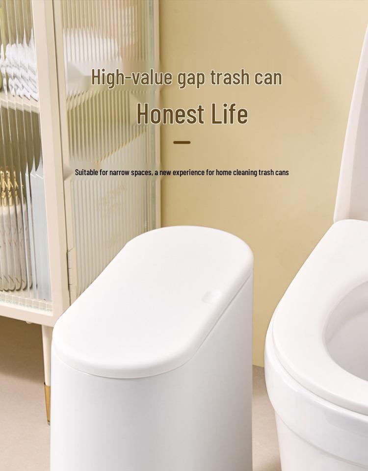 INS Style Narrow Gap Bathroom Trash Can with Lid - Moisture & Odor Proof