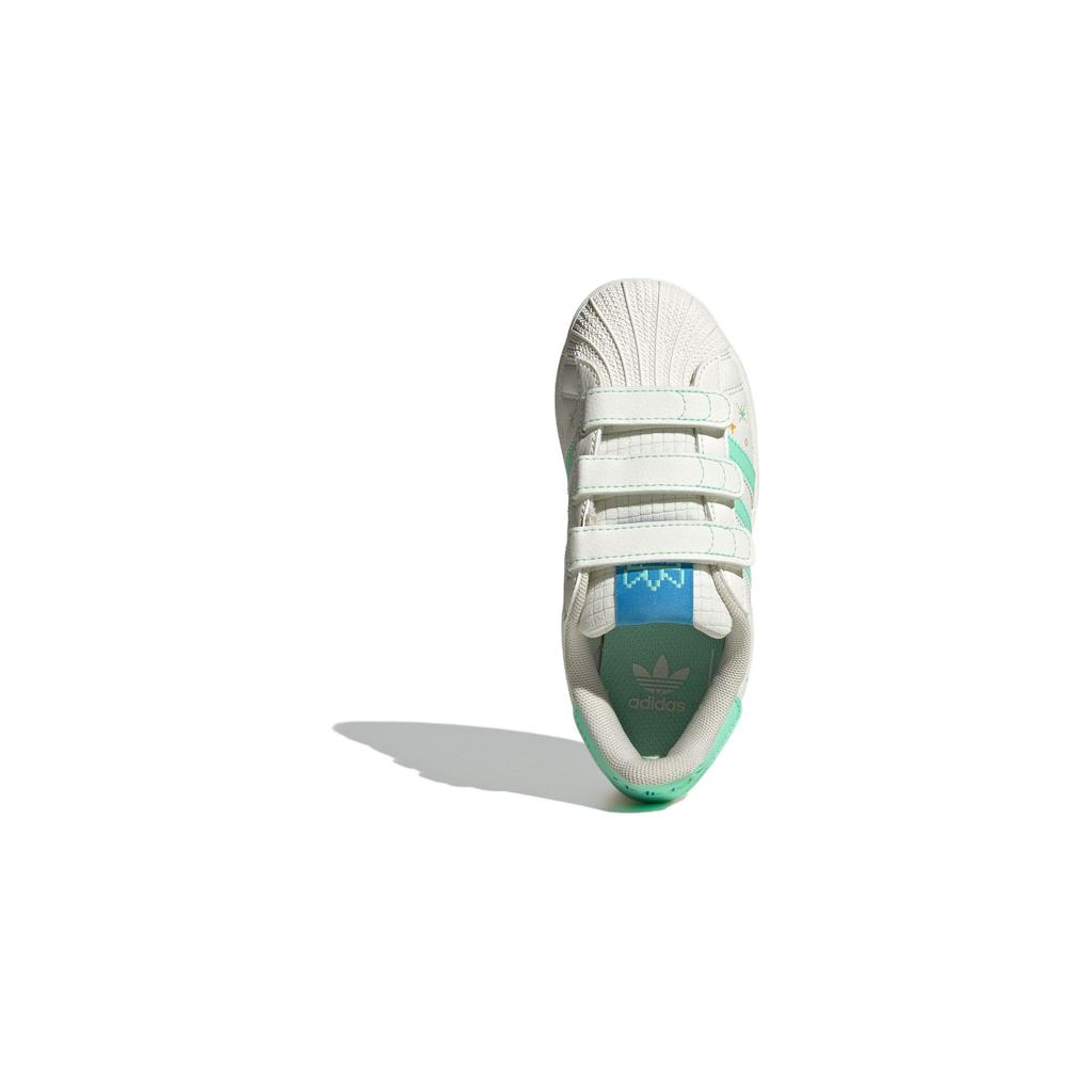 Adidas Originals Superstar Comfort Closure Comfortable Versatile Shock Absorbing Durable Low Top Kids Skate Shoes Kids Sneaker White Green IF4319