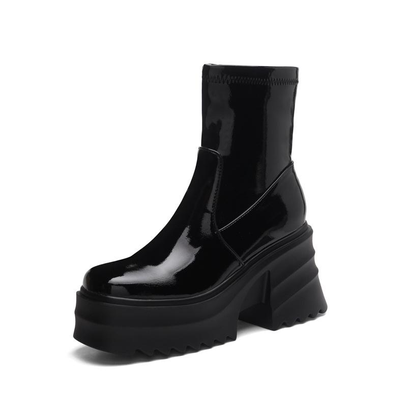 Black Leather Martin Boots: Short Barrel