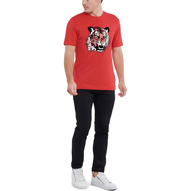 HUGO BOSS T-Shirts Men's Red Crew Neck Moderate Straight Fit 50462724-623