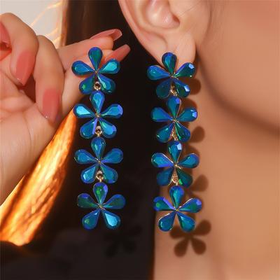 Mode Bunte Glänzende Blume Geformt Kristall Ohrringe High-end Luxus frauen Ohrringe 1 Paar