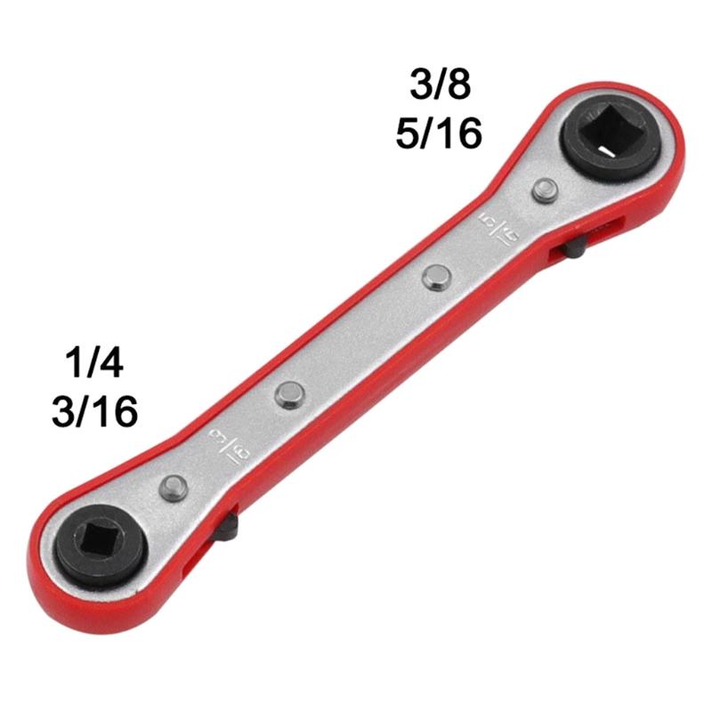 Refrigeration Ratchet Wrench 4 Different Sizes 1/4 X 3/16 Square X 3/8 X 5/16 Square Air Conditioning Ratcheting Service