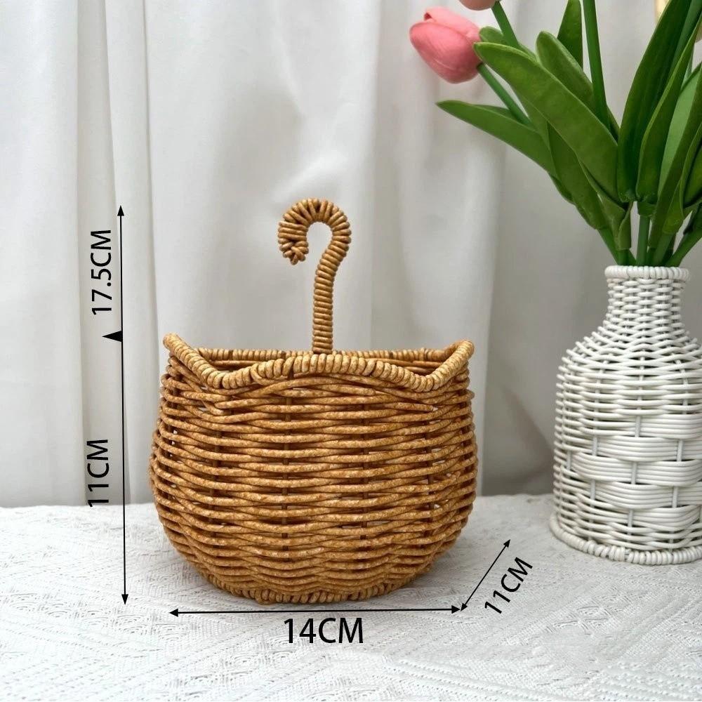 Woven Design Woven Storage Basket Plastic Fruit Vegetable Holder Wall Hanging Basket  for Kitchen