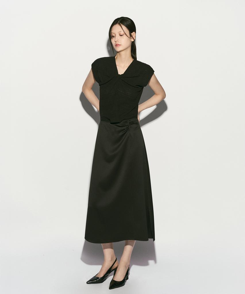 Rie Draped Silky Skirt
