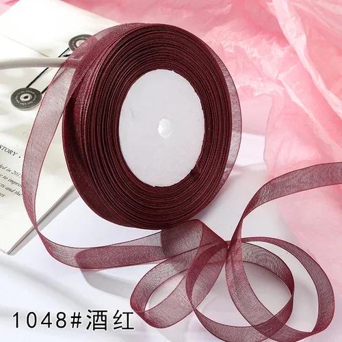 15mm 50yards/roll organza ribbons gift wedding Party Christmas decoration wrapping lace Handmade DIY Fabric White chiffon Ribbon