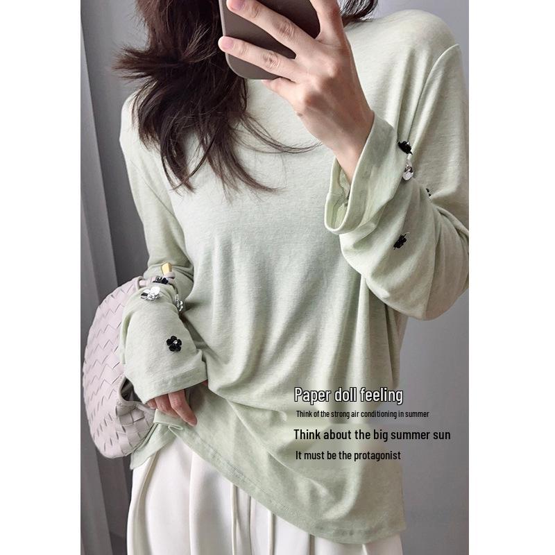 

Mintman Casual Versatile Merino Wool Tencel Knit Base Layer Beaded T-Shirt Medium зелёный