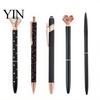 Refillable Metal Ink Pen 5PCS Diamond Ballpoint Pens, with Sparkling Rhinestone Decor, Smooth Press Mechanism Writing Pen, for Kids Adults Stationery