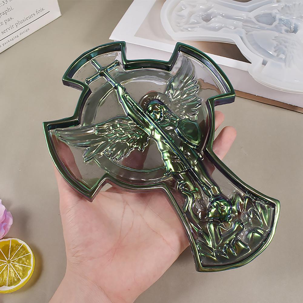 Angel Cross Silicone Resin Tray Mold Storage Tray Epoxy Resin Casting Silicone Mould Fruit Plate Jewelry Dish Silicone Molds