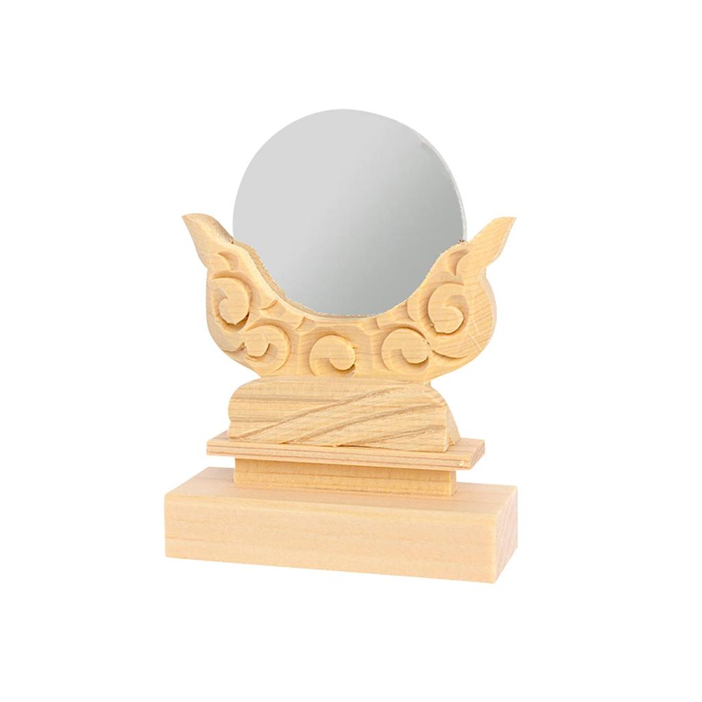 Shinto Shrine Village Shinto Mirror, Kiso Hinoki Wood, 3 Inches