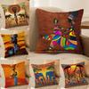 Abstract Painting African Living Pillow Case Silky Elegant Comfort Sofa Bed Invisible Zipper