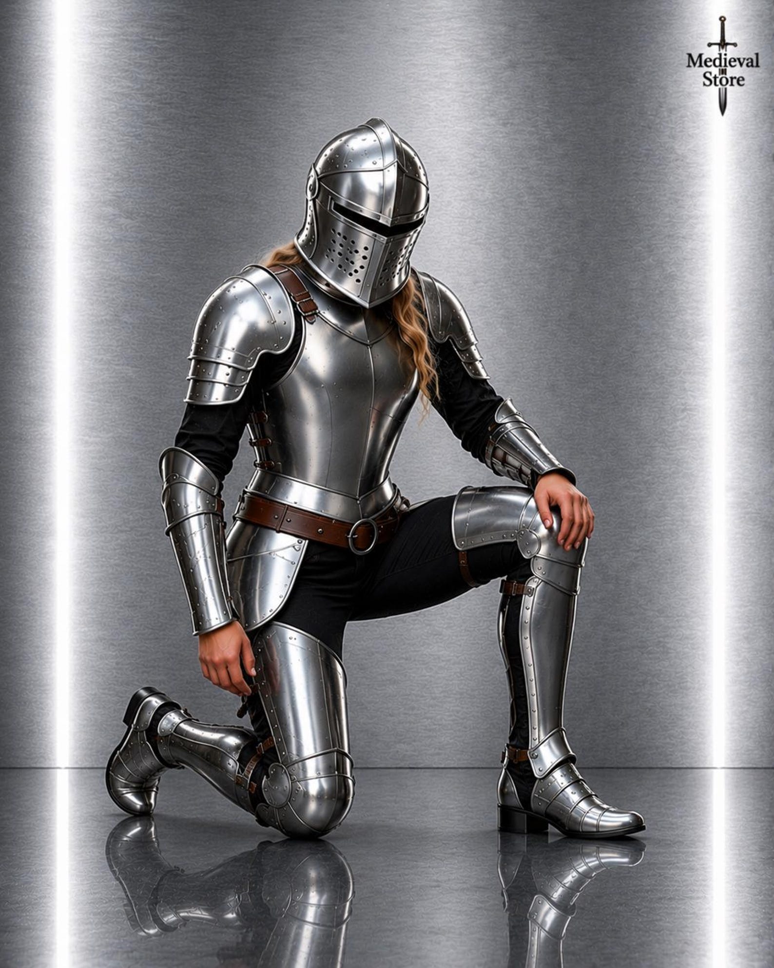 Women s Medieval Knight Costume Set for LARP Cosplay & Renaissance Festiva M,L,XL серебряный