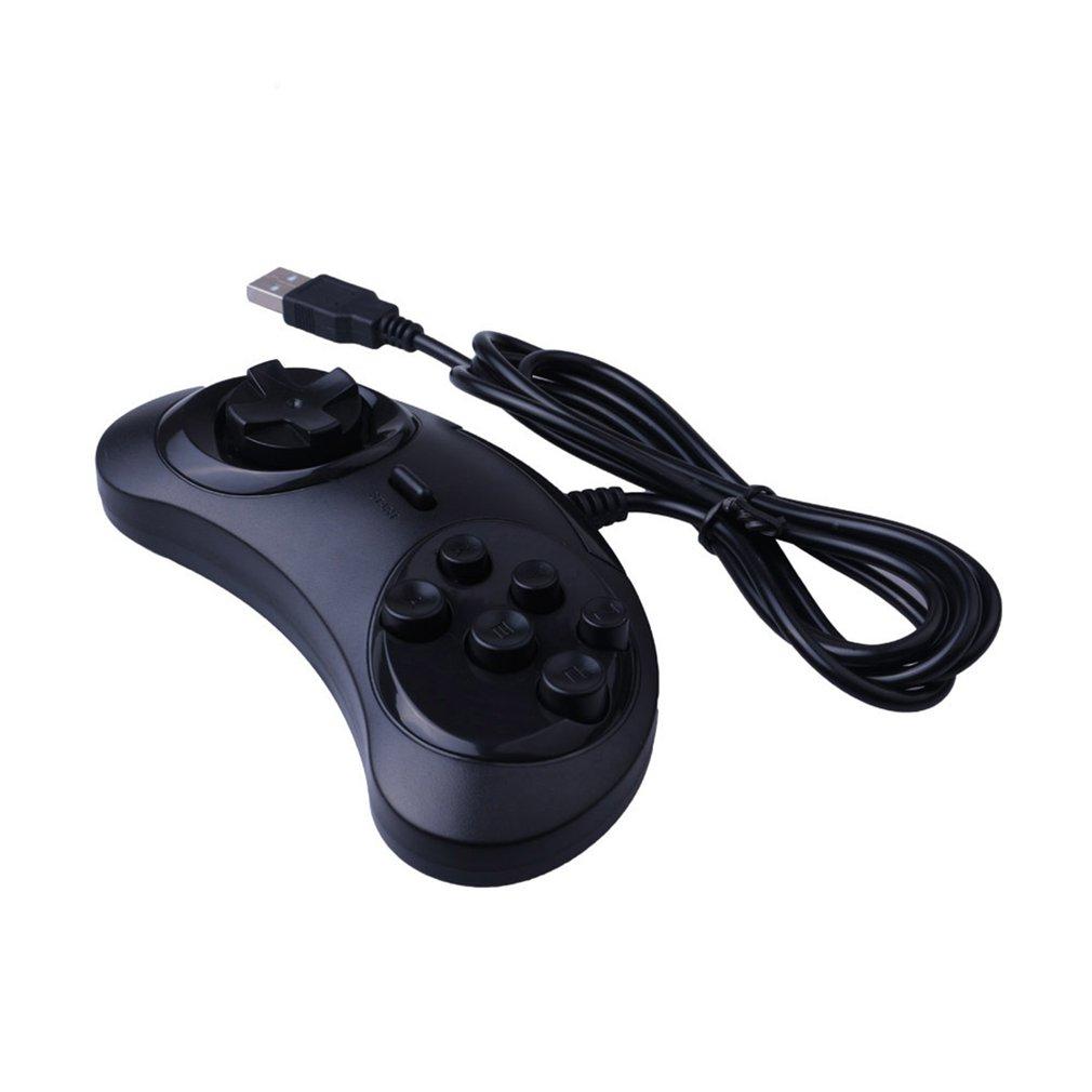 

6 Buttons USB Gamepad Game Controller for SEGA USB Gaming Joystick Holder for PC MAC Mega Drive Gamepads Dropshipping Hot чёрный