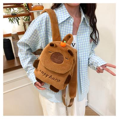 New Cute Backpack Cute Girl Versatile Storage Bag Cartoon Plush Capybara Doll Backpack Bag