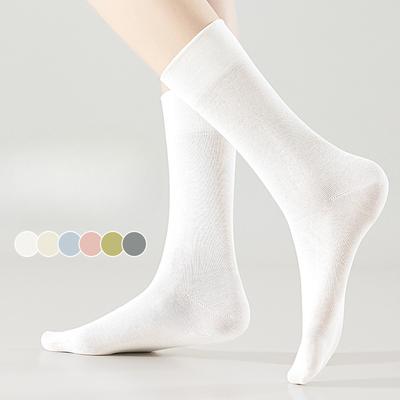 Damen Sommer Dünner Stil Reine Baumwolle 10A Antibakteriell Deodorant Nahtlos Einfarbig Lange Socken