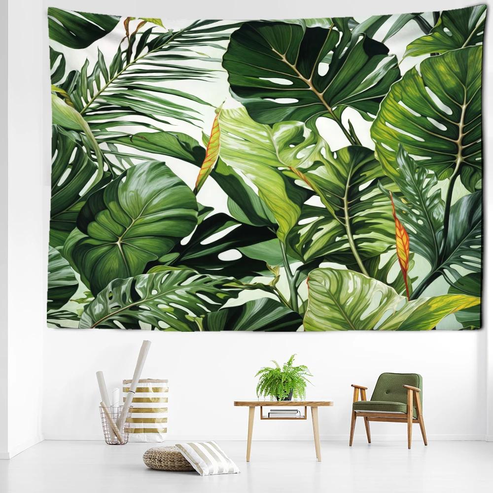 

Green Palm Leaf Tapestry Wall Hanging Tropical Plants Simple Art Bohemian Hippie Bedroom Living Room Home Decor 74x94cm(29x37in)