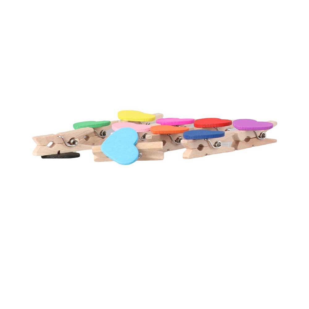 Shabby Chic Gifts Party Mini Heart Shaped Decor Supply Room Craft Wooden Photo Pegs Clips