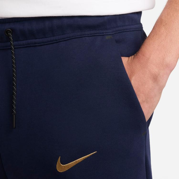 Nike FFF Tech Fleece Logo Animal Embroidery Comfortable Tapered Football Knit Joggers Men Joggers Black Blue FJ8284-498