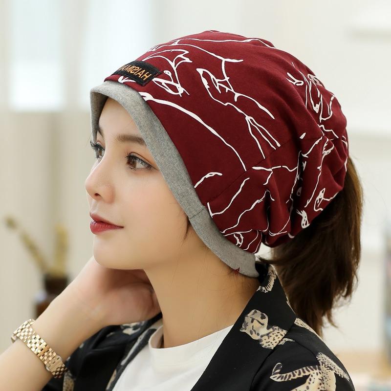 Pure cotton winter hat women's velvet warm scarf dual-purpose windproof pullover hat women's