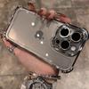 Coque de téléphone transparente plaquée électro-dorée de luxe pour iPhone 11 12 13 14 15 16 Pro Max Plus Bumper transparent Housse de protection antichoc