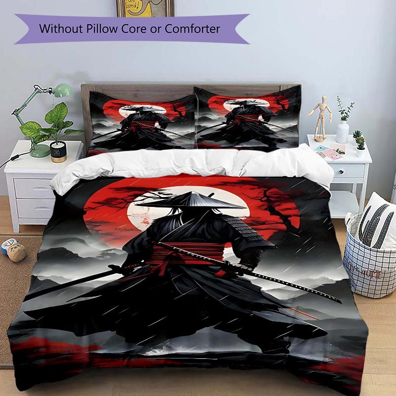 

3pcs Anime Samurai Bedding Set - Includes One Quilt Cover and Two Pillowcases (No Core) - Perfect for Bedroom Decor and Guest Room Accessories - Festi 135x200cm