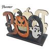 Unique Holiday Kitchen Decor Happy Halloween Wooden Napkin Holder, Cute Ghost Pumpkin Black Cat Tissue Holder for Paper Dispenser, Vertical