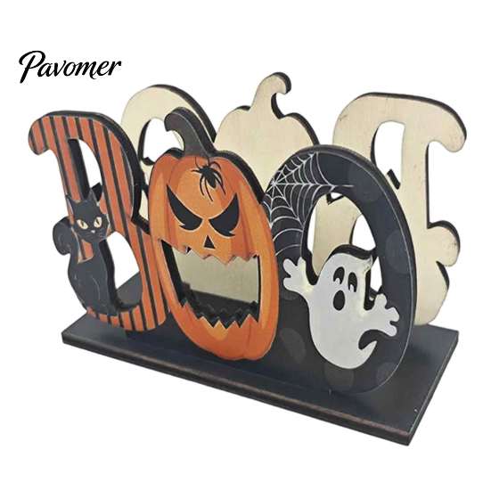 Unique Holiday Kitchen Decor Happy Halloween Wooden Napkin Holder, Cute Ghost Pumpkin Black Cat Tissue Holder for Paper Dispenser, Vertical