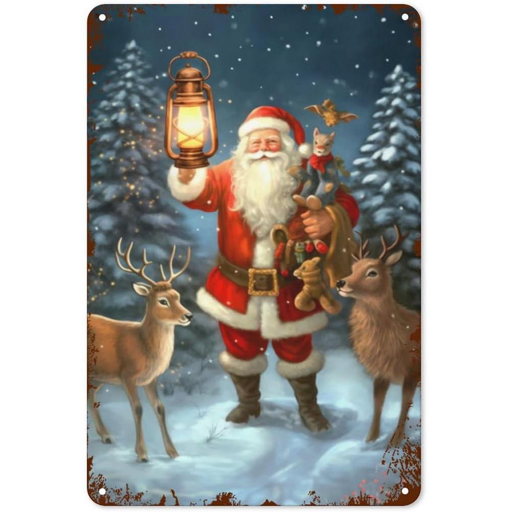 Metal Tin Signs Snow Man Xmas Wall Decoration Plaque Vintage Art Poster Iron Painting for Man Cave Home Cafe Garden Club Bar