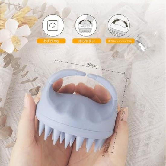 Sndyi Scalp Brush Straw Silicone Shampoo Ergonomic Design Massage Care Cleansing Head Wet Dry Use Gentle on Hair Bath Blue