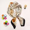 Small 70cm Sunflower Print Silk Satin Square Scarf for Women - Versatile and High-End Accessory