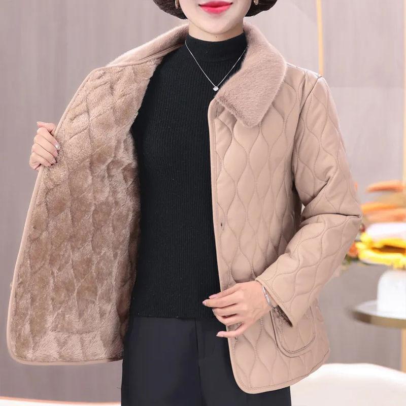 Women's Winter Jacket, Padded Jacket, Padded Jacket, Leather Jacket, Plus Velvet Thickening